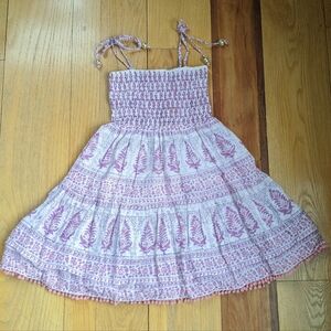 BELL Pink Block-Print Smocked Summer Dress 10